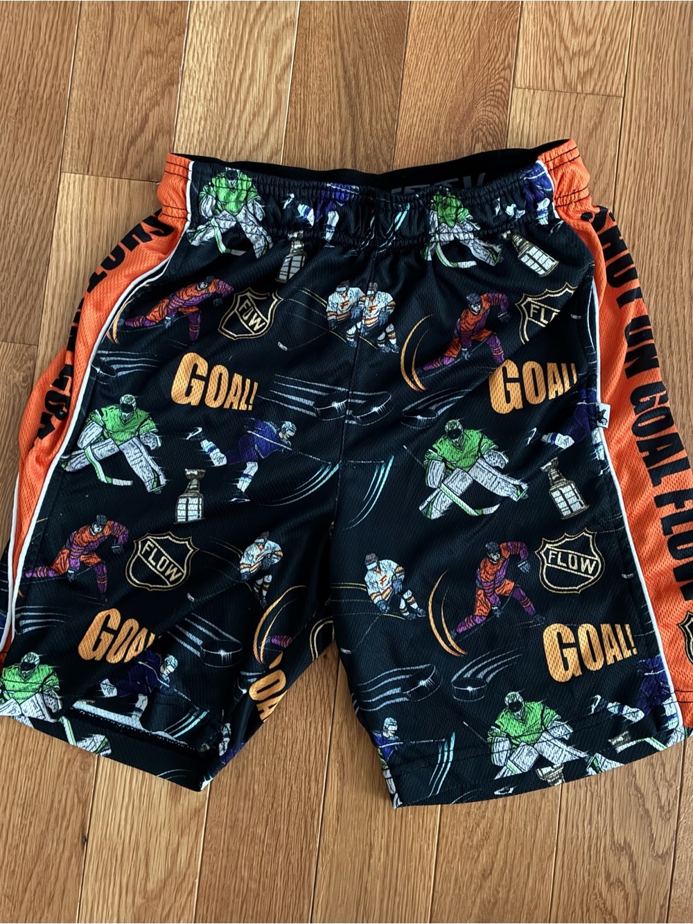 Boys Flow Society Pure Hockey Athletic Shorts with Orange Accents youth Large